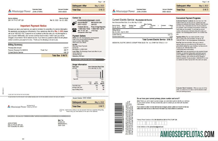 Para baxiar Projeto de lei de serviços públicos de energia do Mississippi nos EUA, modelo Word e PDF, 2 páginas